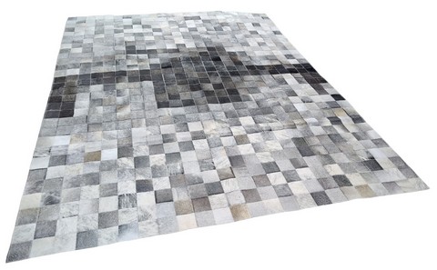Grey Tetris cowhide rug