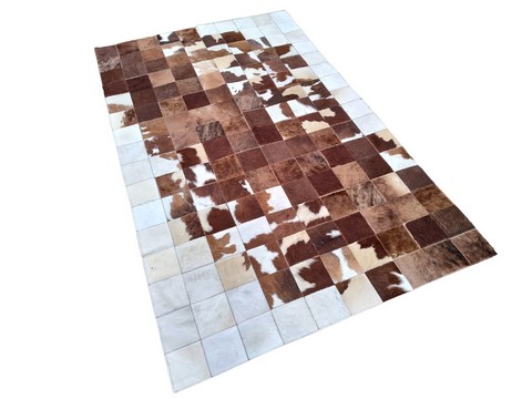 Nunez Brown & White cowhide rug