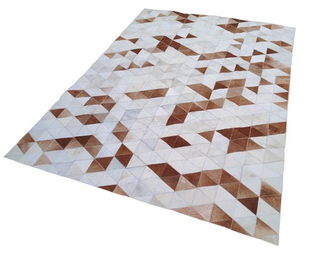White and Brown triangles cowhide rug