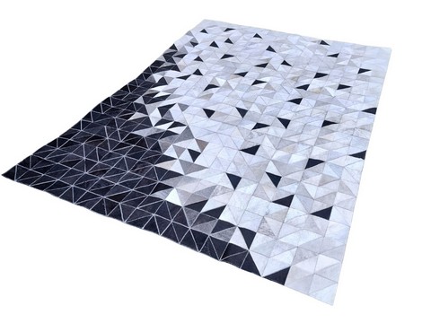 White and Black triangles cowhide rug