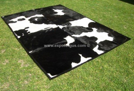 Black & White big rectangles cowhide rug