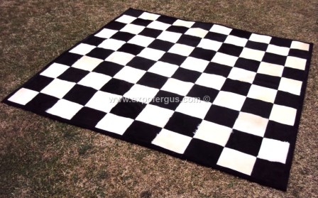 checkerboard black / white cowhide rug
