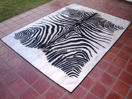 Complete Zebra cowhide rug