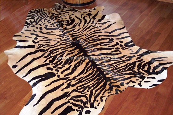 Details about   LARGE TIGER BENGAL print printed Cowhide Rug natural Cow Hide Skin beige zebra 